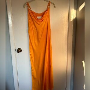 Gold scoop neck goddess dress